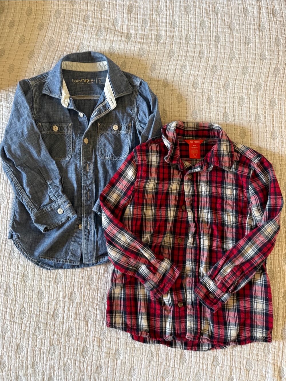 GAP Blue Chambray Shirt & Joe Fresh Red Plaid Button-Down Set